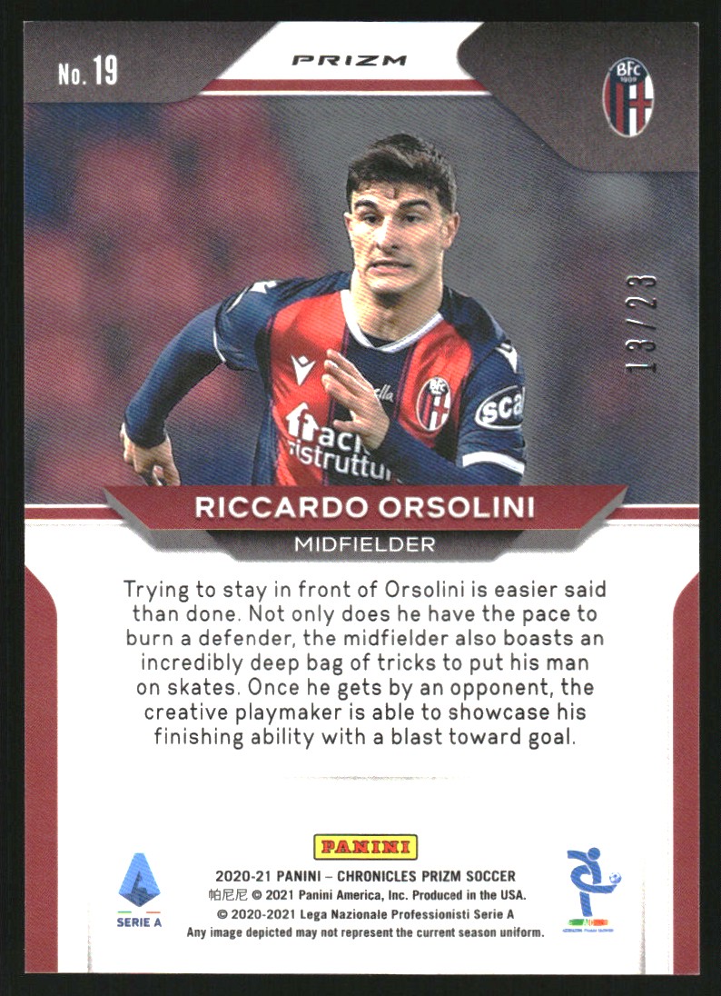 2020-21 Panini Prizm Serie A Orange Ice #19 Riccardo Orsolini