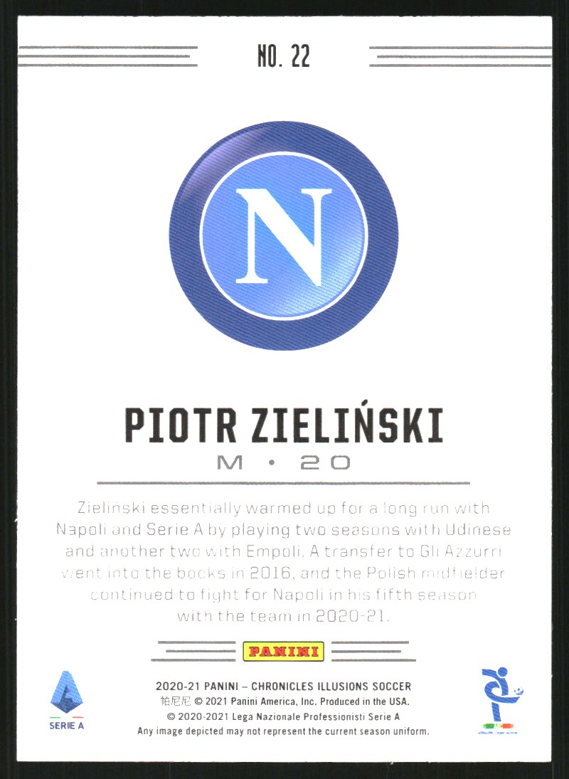 2020-21 Panini Illusions Serie A Purple Astro #22 Piotr Zielinski