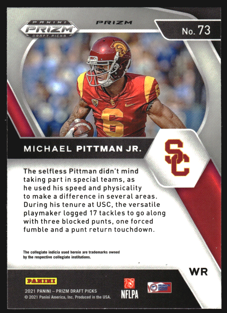 2021 Panini Prizm Draft Picks Prizms Red Pulsar #73 Michael Pittman Jr.