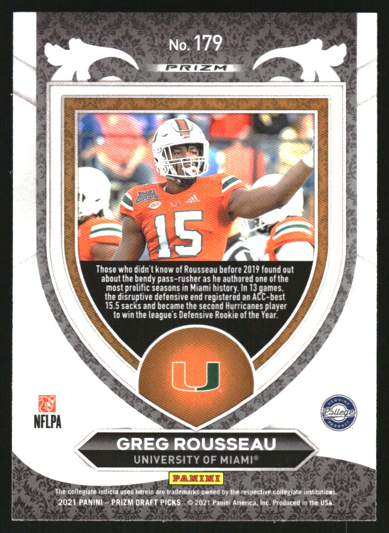 2021 Panini Prizm Draft Picks Prizms Red Pulsar #179 Greg Rousseau C
