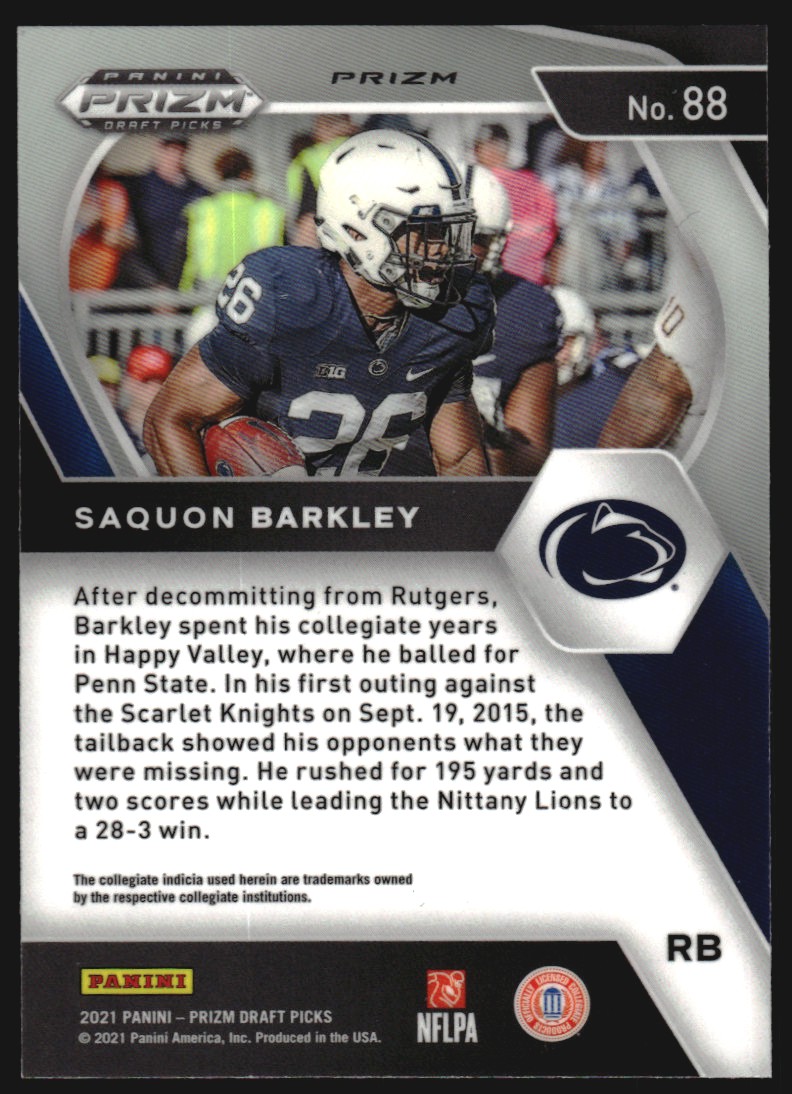 2021 Panini Prizm Draft Picks Prizms Silver #88 Saquon Barkley