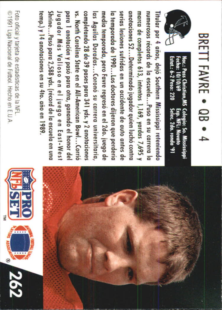 1991 Pro Set Spanish #262 Brett Favre back image