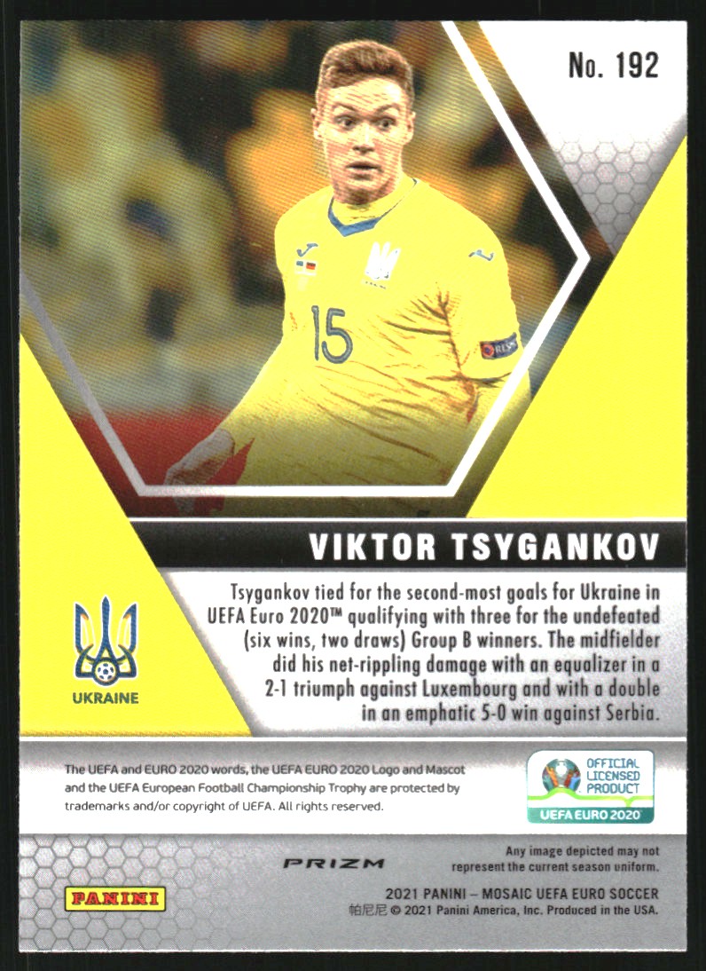 2020-21 Panini Mosaic UEFA Euro Mosaic Reactive Gold #192 Viktor Tsygankov