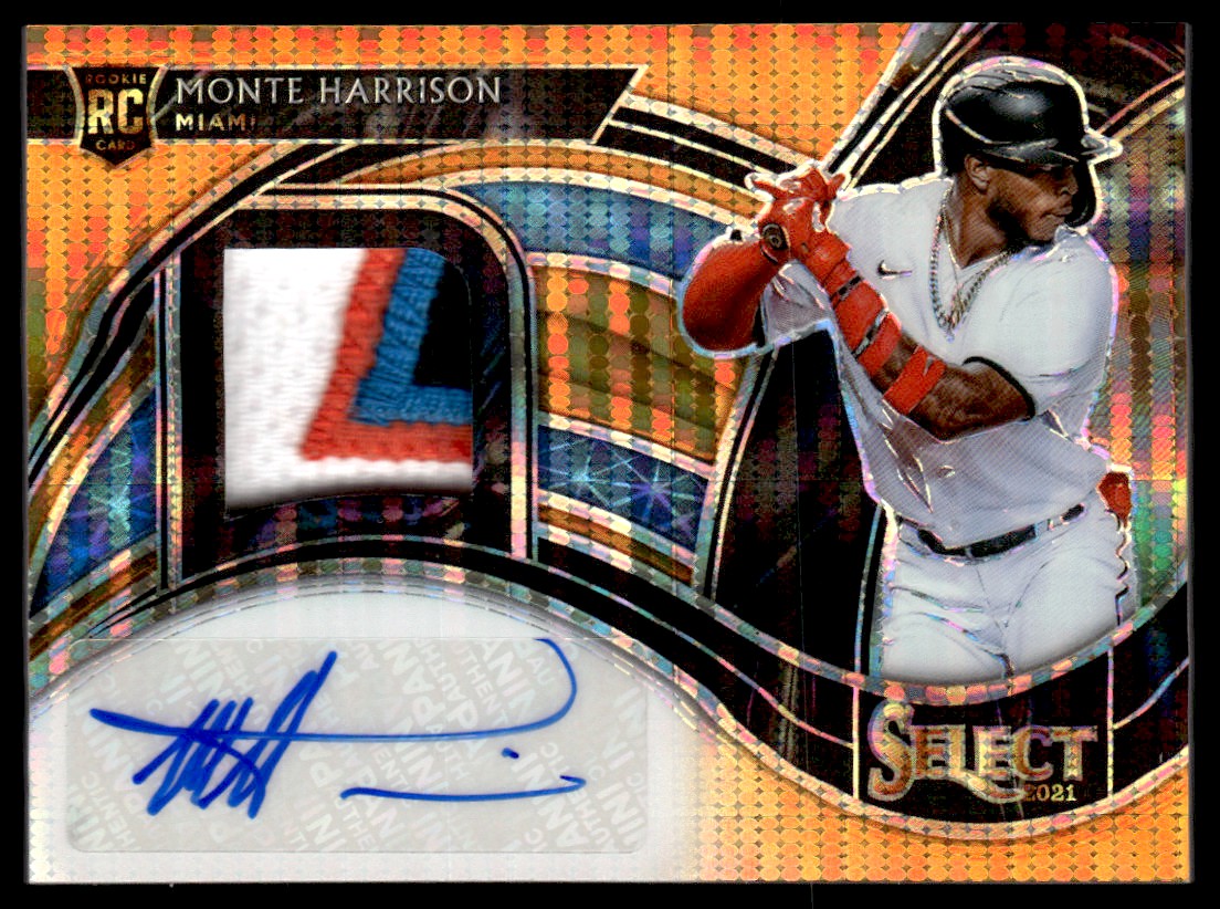 2021 Select Rookie Jersey Autographs Orange Pulsar #13 Monte Harrison