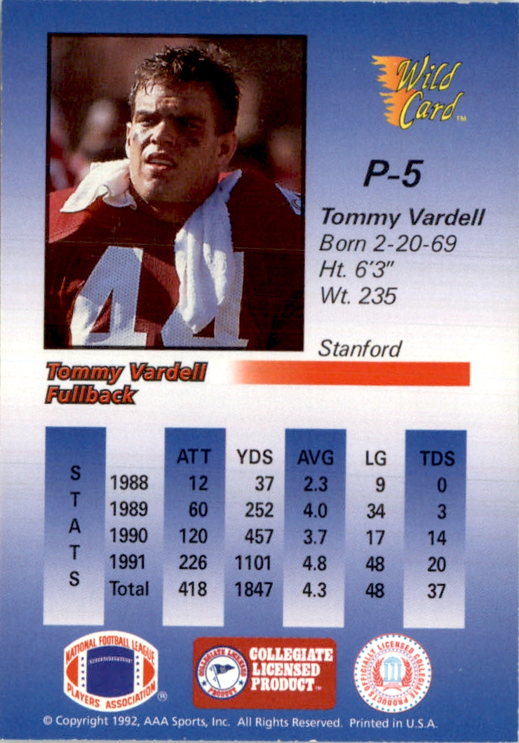 1991 Wild Card Draft Redemption Prizes #P5 Tommy Vardell