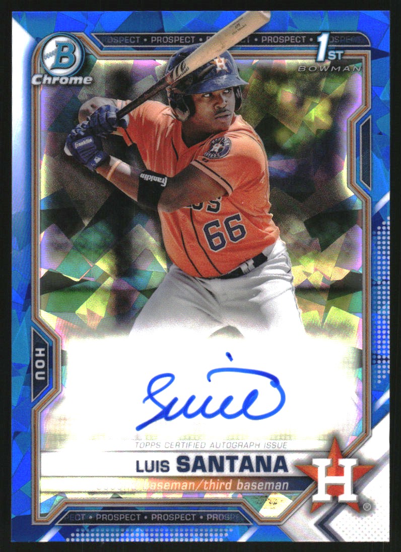2021 Bowman Chrome Sapphire Prospect Autographs #BSPALS Luis Santana