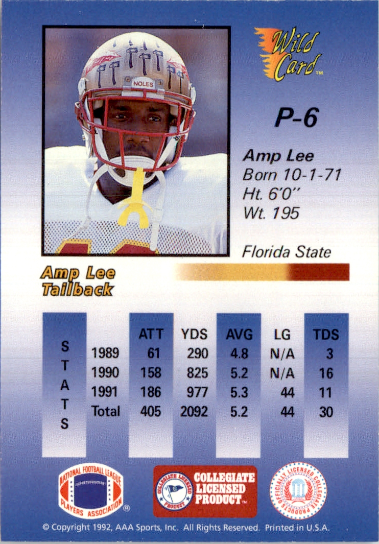 1991 Wild Card Draft Redemption Prizes #P6 Amp Lee