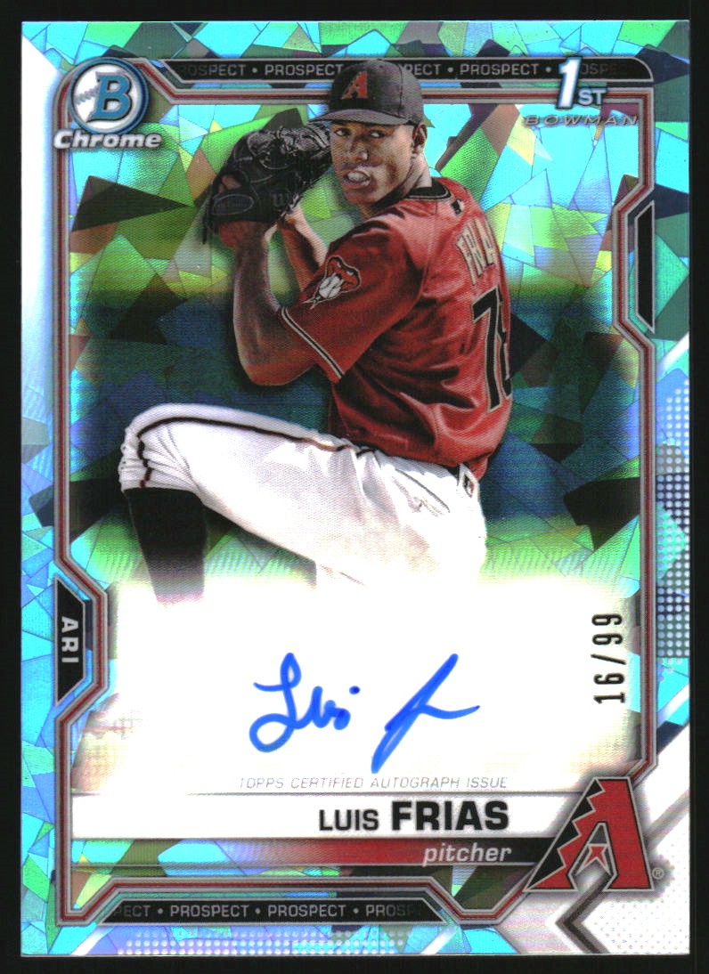 2021 Bowman Chrome Sapphire Prospect Autographs Aqua Refractors #BSPALF Luis Frias
