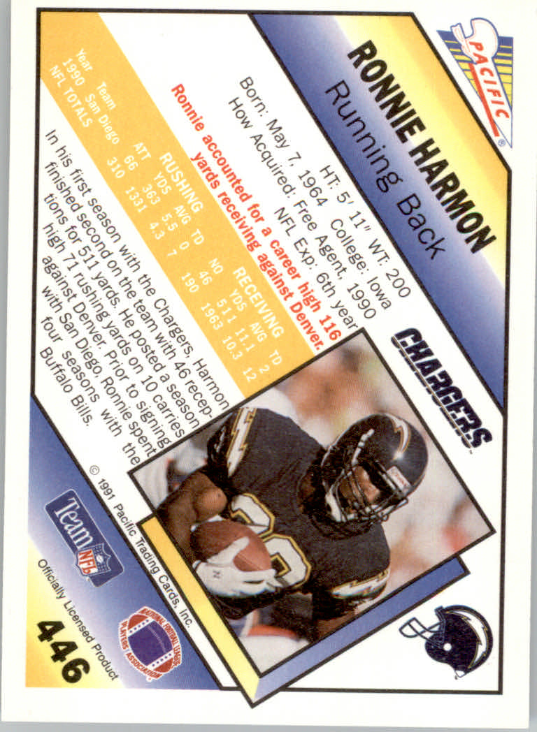 1991 Pacific Football "Main Set" Base Cards #441 to #660 - Bild 13 von 449