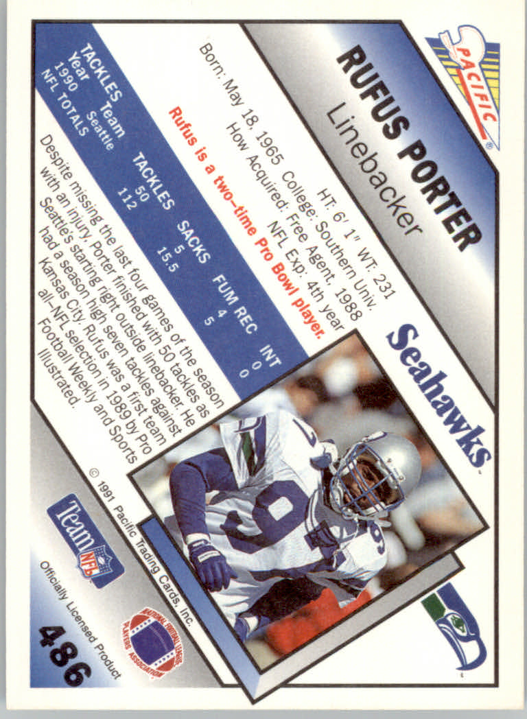 1991 Pacific Football "Main Set" Base Cards #441 to #660 - Bild 95 von 449