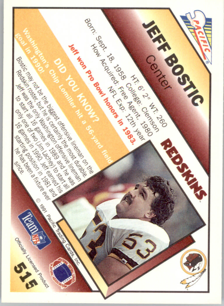 1991 Pacific Football "Main Set" Base Cards #441 to #660 - Bild 155 von 449