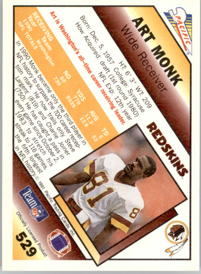 1991 Pacific Football "Main Set" Base Cards #441 to #660 - Bild 185 von 449