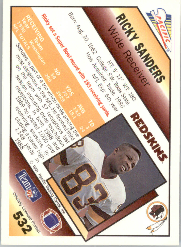 1991 Pacific Football "Main Set" Base Cards #441 to #660 - Bild 191 von 449