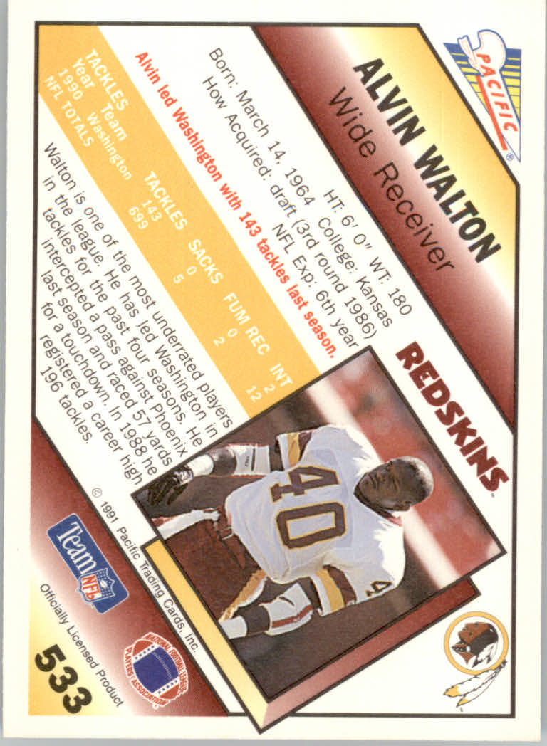 1991 Pacific Football "Main Set" Base Cards #441 to #660 - Bild 193 von 449