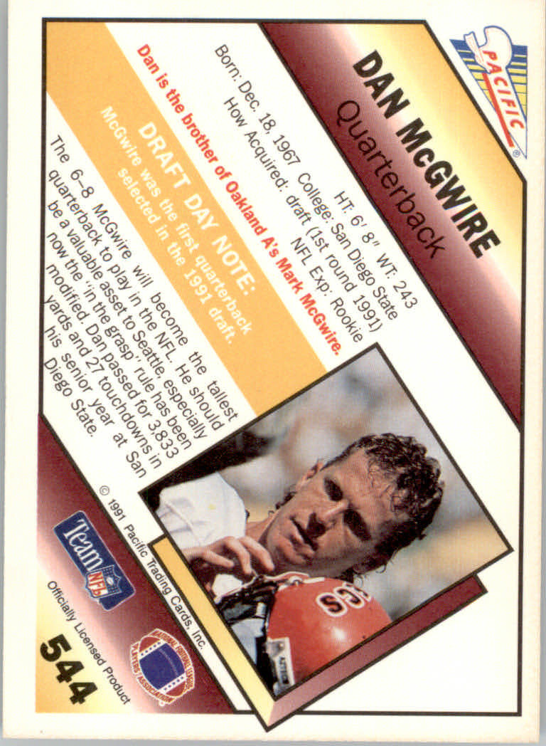 1991 Pacific Football "Main Set" Base Cards #441 to #660 - Bild 217 von 449