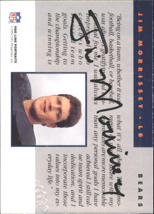 1991 Pro Line Portraits Autographs #177 Jim Morrissey back image