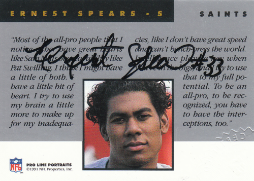 1991 Pro Line Portraits Autographs #248 Ernest Spears