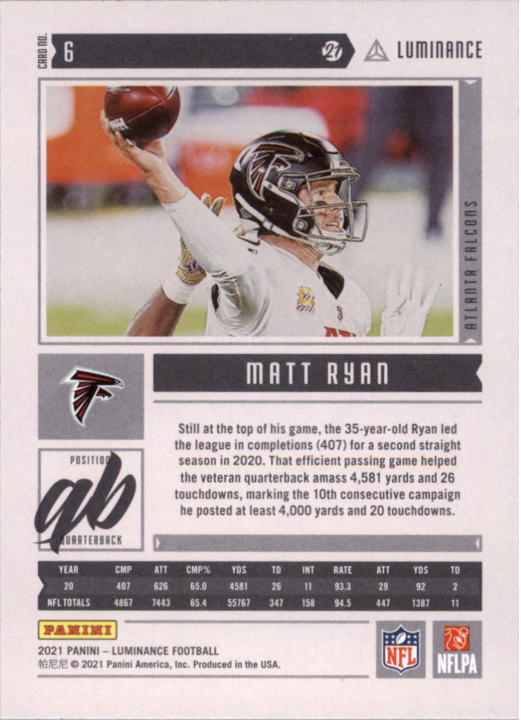 2021 Panini Luminance Football Card Pick (Base) - Picture 5 of 125