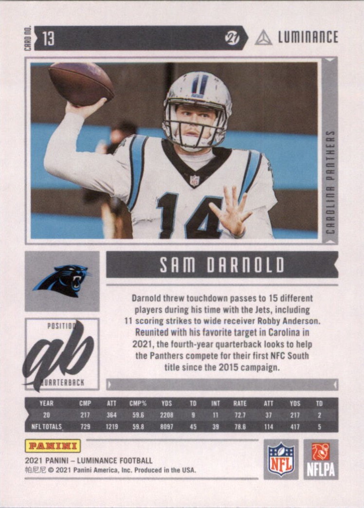 2021 Panini Luminance Football Card Pick (Base) - Picture 9 of 125