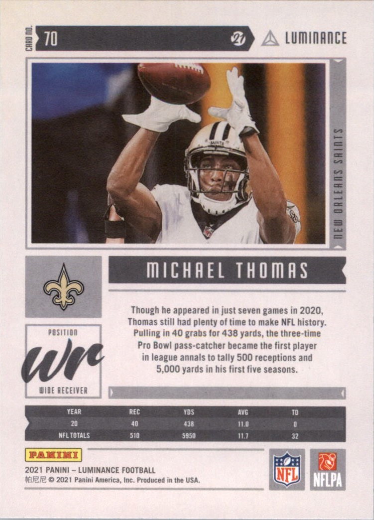 2021 Panini Luminance Football Card Pick (Base) - Picture 45 of 125