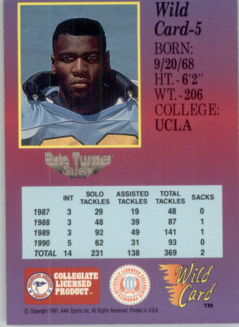 1991 Wild Card Draft Football "5 Stripe" Parallel Cards - Picture 9 of 171