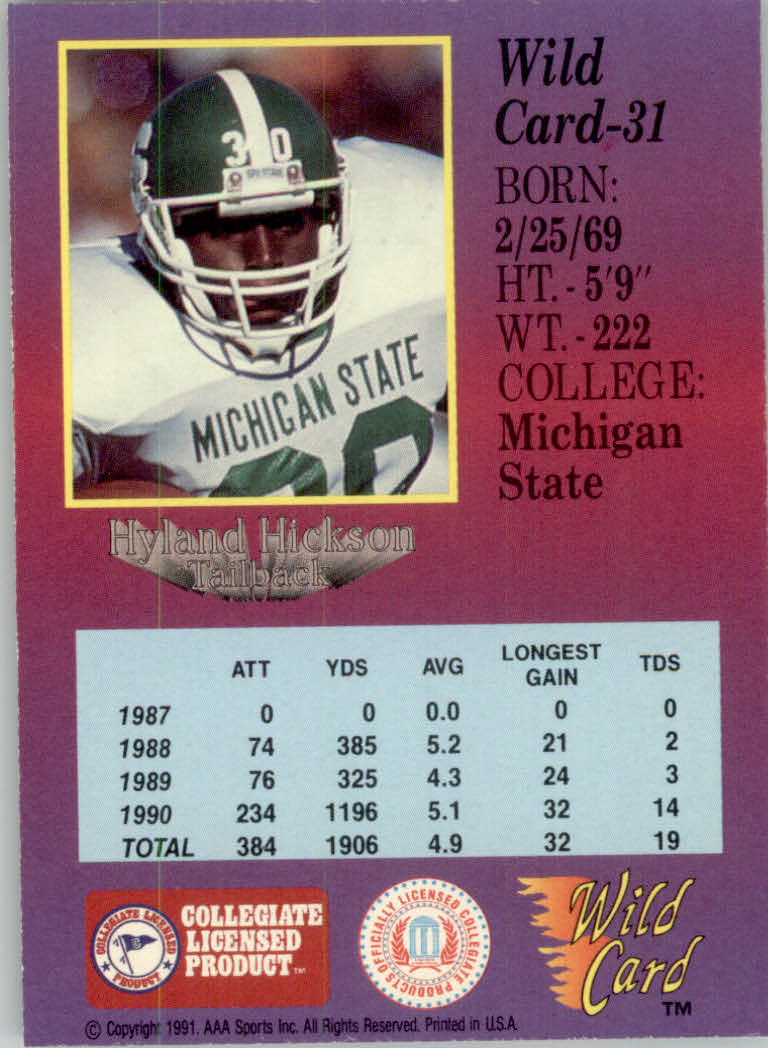 1991 Wild Card Draft Football "5 Stripe" Parallel Cards - Picture 33 of 171