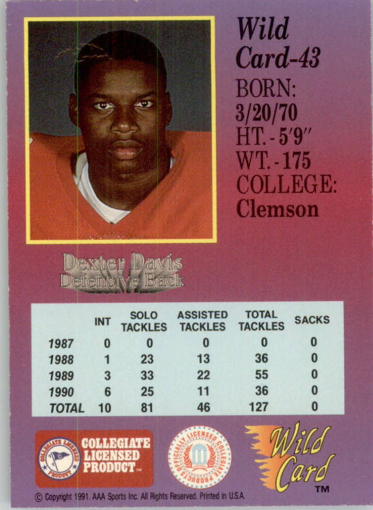 1991 Wild Card Draft Football "5 Stripe" Parallel Cards - Picture 49 of 171