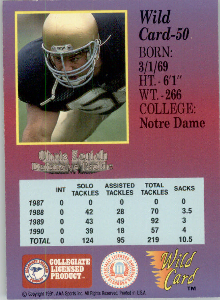 1991 Wild Card Draft Football "5 Stripe" Parallel Cards - Picture 61 of 171