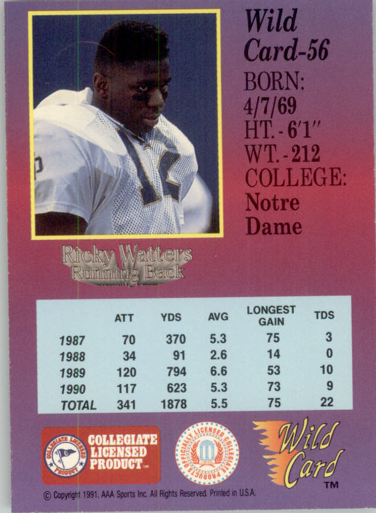 1991 Wild Card Draft Football "5 Stripe" Parallel Cards - Picture 67 of 171