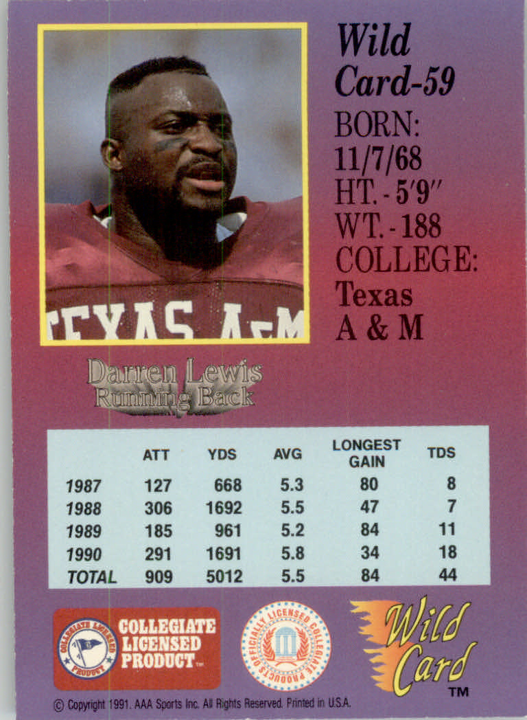 1991 Wild Card Draft Football "5 Stripe" Parallel Cards - Picture 73 of 171