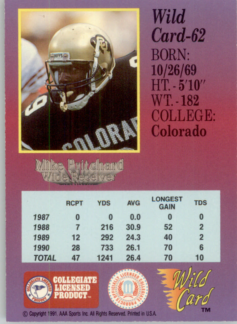 1991 Wild Card Draft Football "5 Stripe" Parallel Cards - Picture 77 of 171