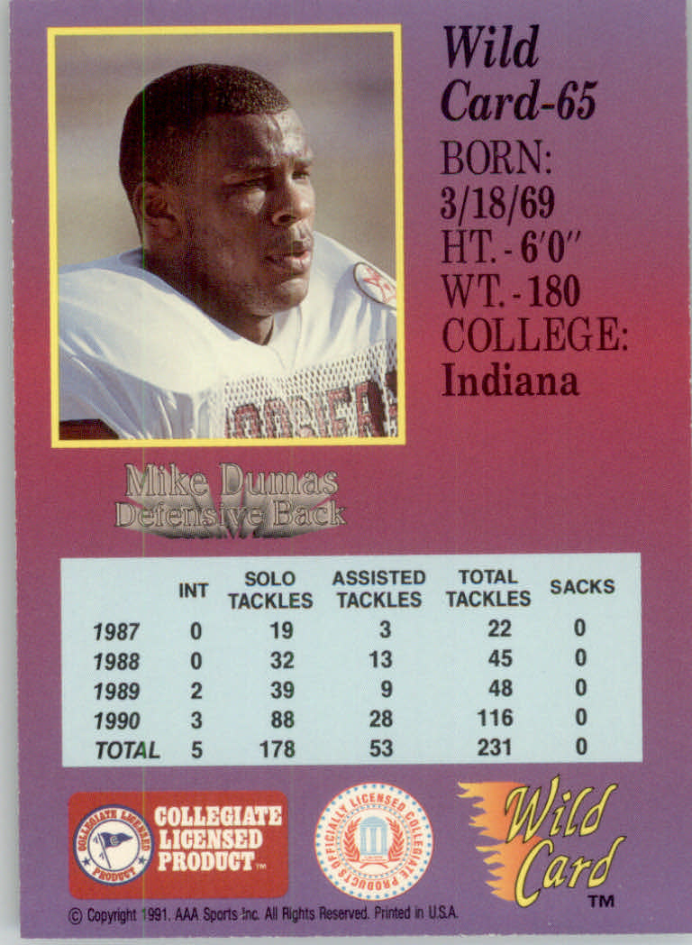 1991 Wild Card Draft Football "5 Stripe" Parallel Cards - Picture 83 of 171