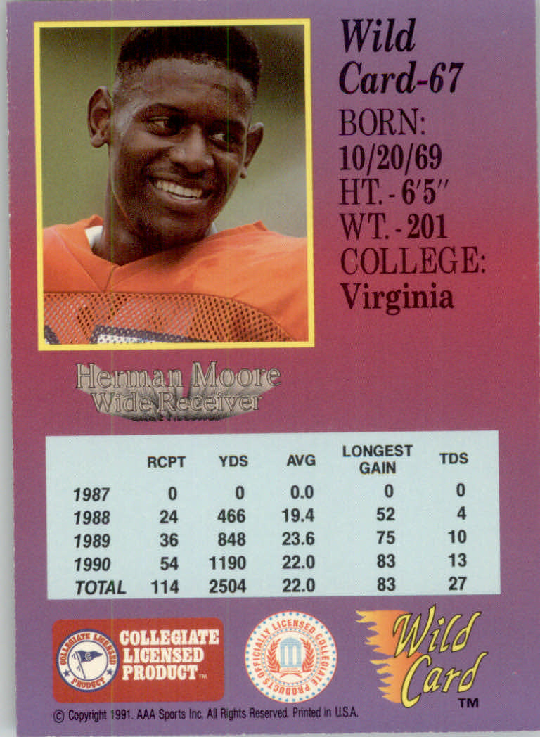 1991 Wild Card Draft Football "5 Stripe" Parallel Cards - Picture 87 of 171