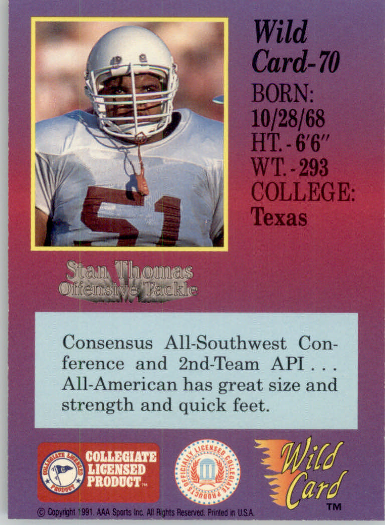 1991 Wild Card Draft Football "5 Stripe" Parallel Cards - Picture 91 of 171