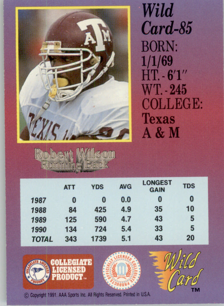 1991 Wild Card Draft Football "5 Stripe" Parallel Cards - Picture 107 of 171