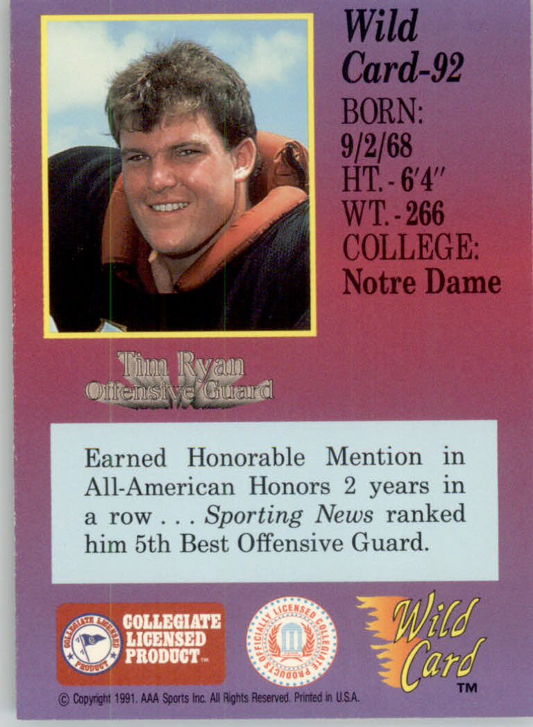 1991 Wild Card Draft Football "5 Stripe" Parallel Cards - Picture 113 of 171