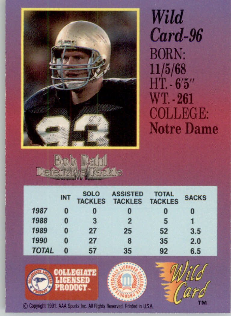 1991 Wild Card Draft Football "5 Stripe" Parallel Cards - Picture 119 of 171