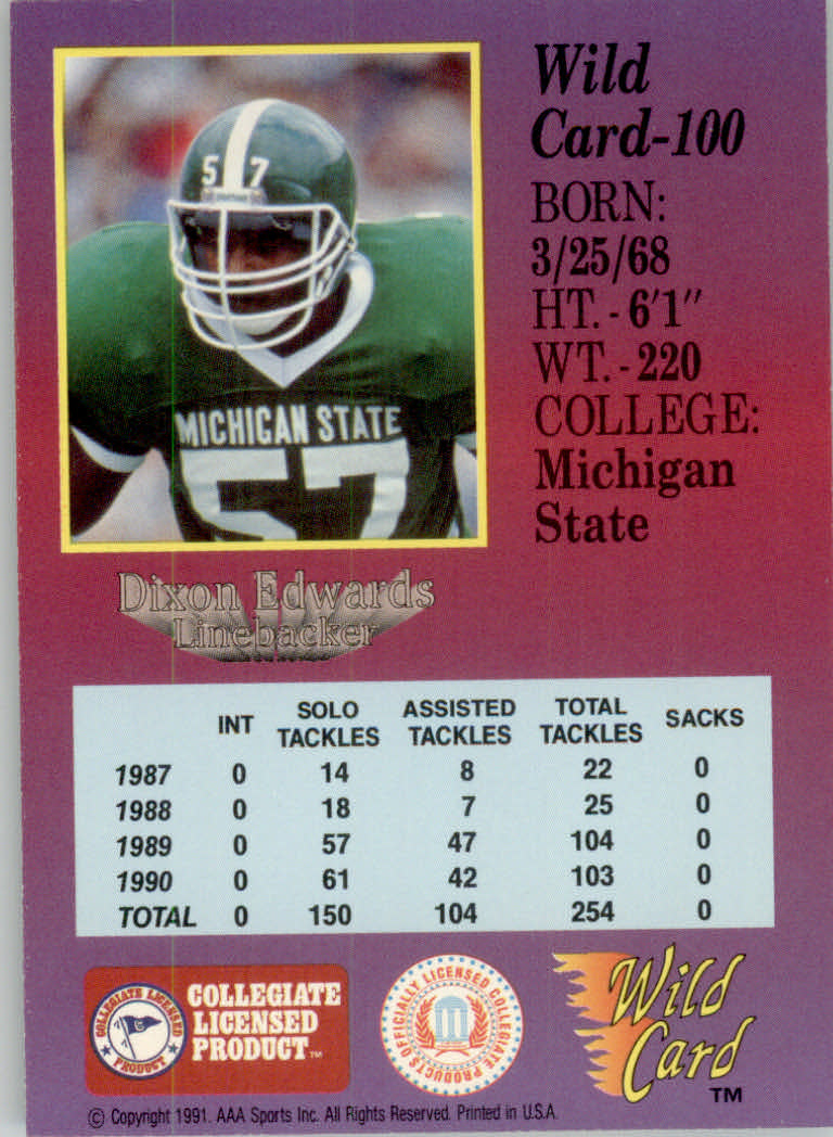 1991 Wild Card Draft Football "5 Stripe" Parallel Cards - Picture 125 of 171