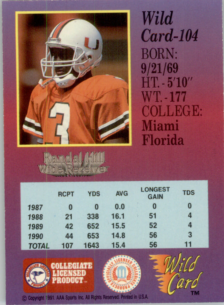 1991 Wild Card Draft Football "5 Stripe" Parallel Cards - Picture 129 of 171