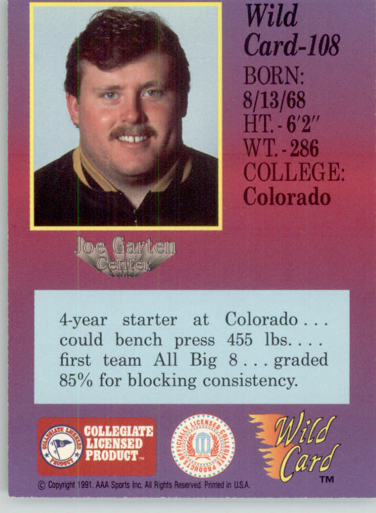 1991 Wild Card Draft Football "5 Stripe" Parallel Cards - Picture 131 of 171