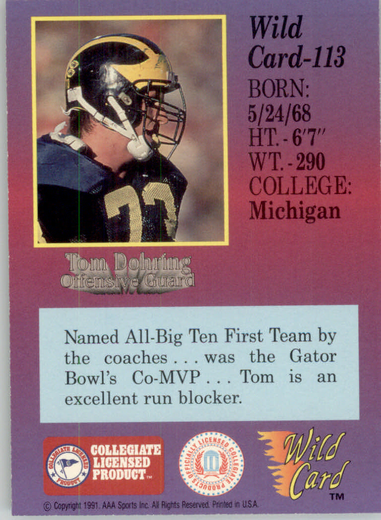 1991 Wild Card Draft Football "5 Stripe" Parallel Cards - Picture 135 of 171