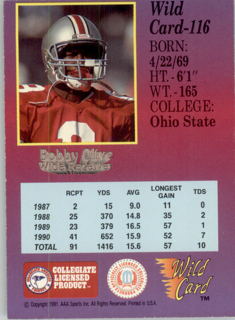 1991 Wild Card Draft Football "5 Stripe" Parallel Cards - Picture 137 of 171