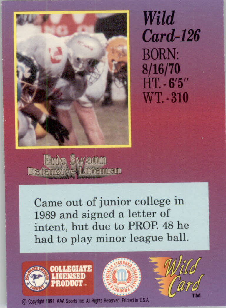 1991 Wild Card Draft Football "5 Stripe" Parallel Cards - Picture 143 of 171