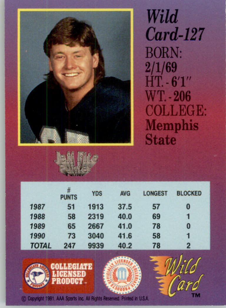 1991 Wild Card Draft Football "5 Stripe" Parallel Cards - Picture 145 of 171