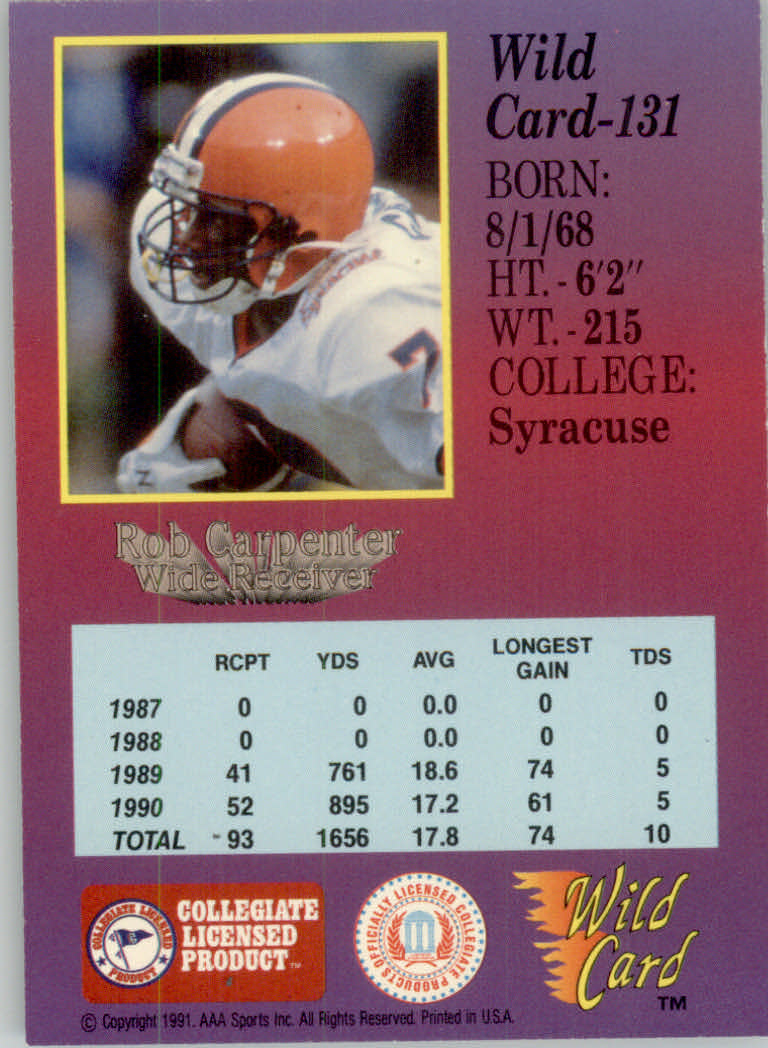 1991 Wild Card Draft Football "5 Stripe" Parallel Cards - Picture 153 of 171