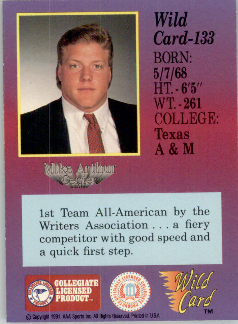 1991 Wild Card Draft Football "5 Stripe" Parallel Cards - Picture 157 of 171