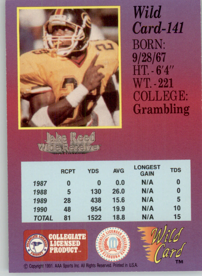 1991 Wild Card Draft Football "5 Stripe" Parallel Cards - Picture 165 of 171