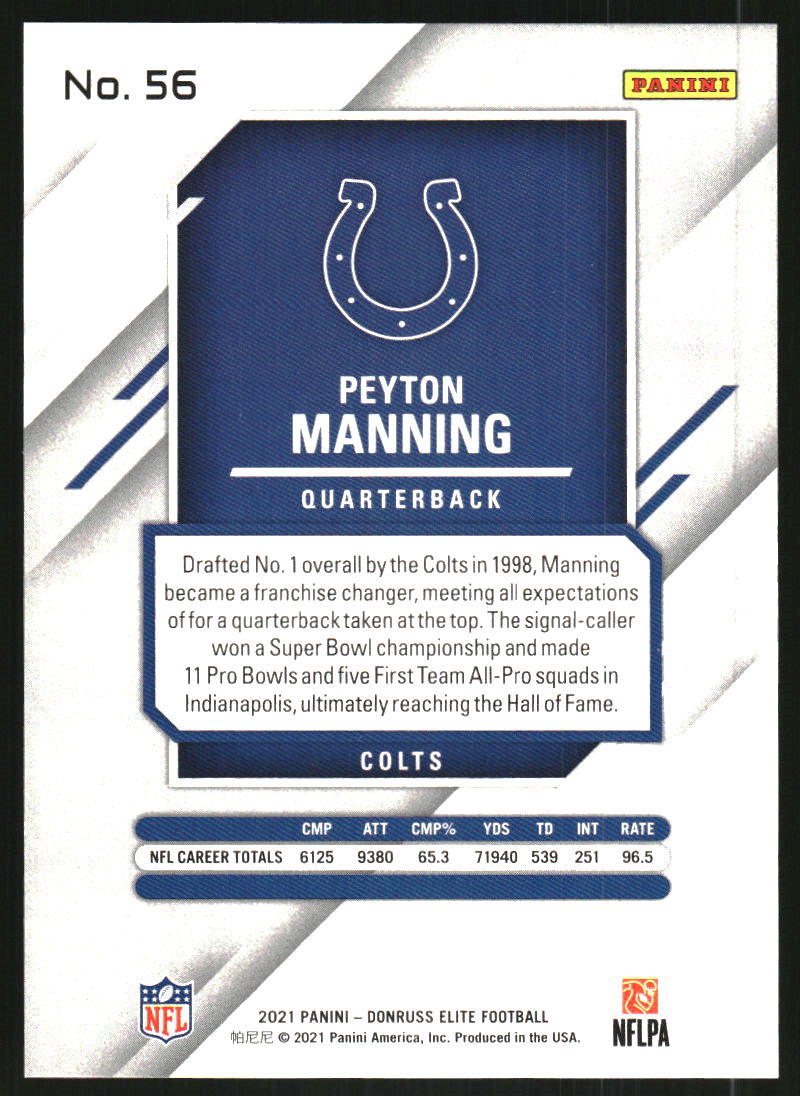 2021 Elite Aspirations Shimmer #56 Peyton Manning /499