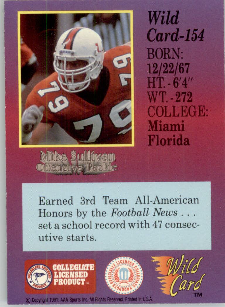 1991 Wild Card Draft Football "5 Stripe" Parallel Cards - Picture 169 of 171