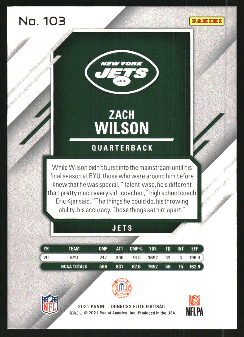 2021 Elite Aspirations Shimmer #103 Zach Wilson /499